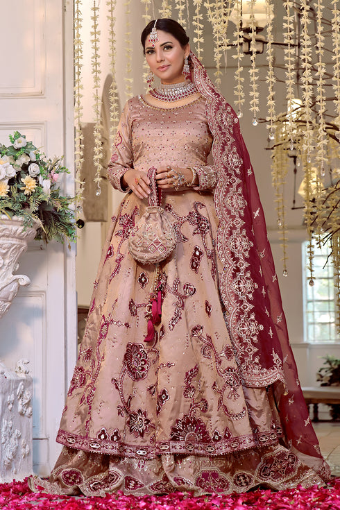 Macro of Naqshi Anamta choli showing mirror‑and‑dabka neckline detail, deep back with tassels, and intricate sleeve embroidery on tissue fabric.